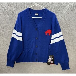 Buffalo Bills Sweater Womens XL Blue Cardigan Embroidered NFL Football NEW